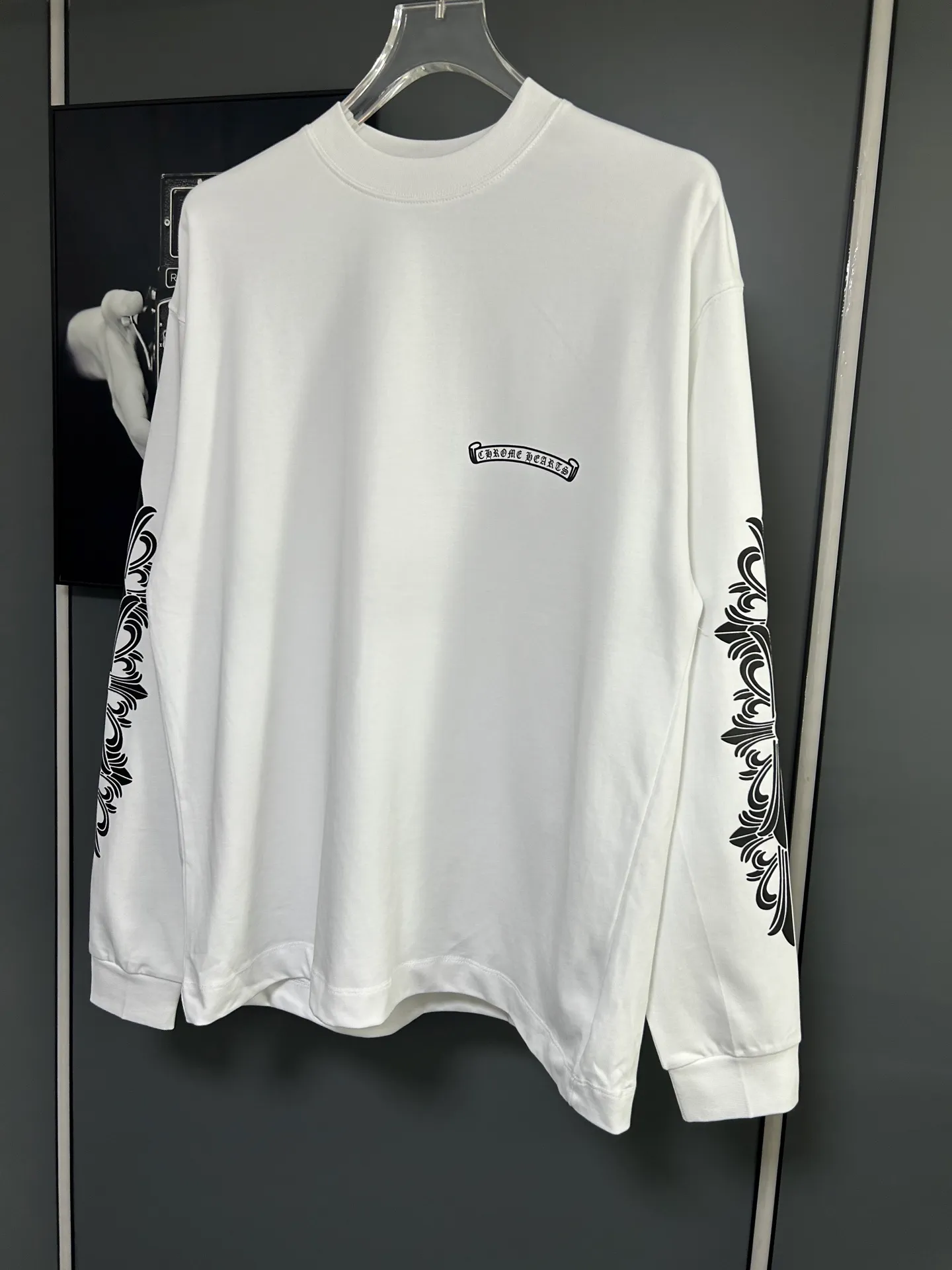 P230 2026 new (exclusive) Chrome Hearts autumn and winter limited edition heavyweight high-weight long-sleeved T-shirt, customized Dreamweaver Yayun ribbed cotton designer concept style Fabric: Heavy 380g Size: S M L XL Color: White